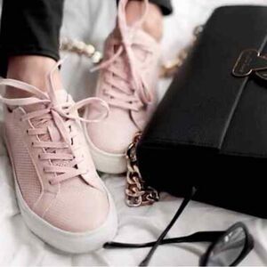 Greats Pink Leather Sneakers Lace-Up